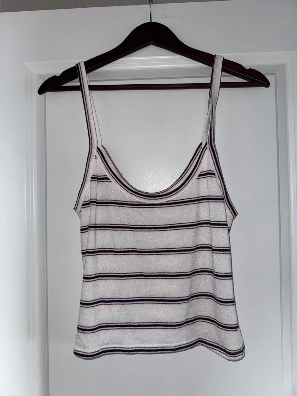 Lulu's White Camisole with Navy & Red Stripes